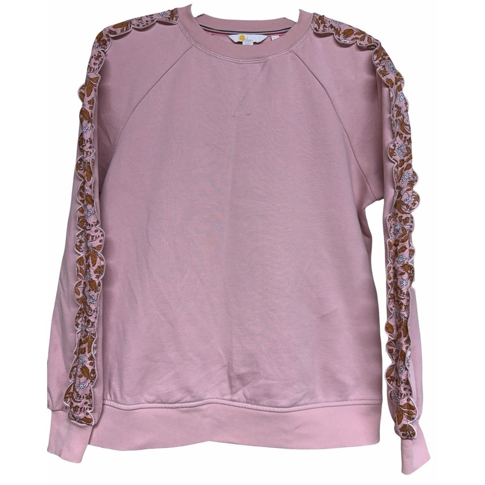 Boden Scalloped Detail Sweatshirt Pink Women's Size 10